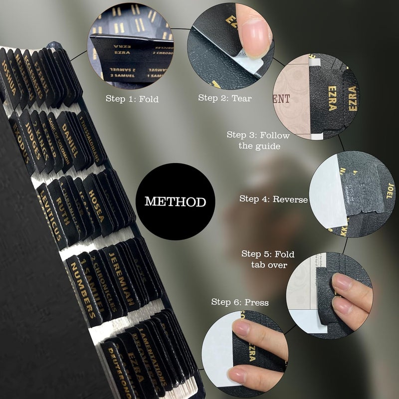 Erilano Bible Tabs for Women and Men, Leather Paper Bible Index Tabs,Large Gold Foil Laminated Tabs,Bible Tabs for Study Bible,Large Bible Index Tabs for Easy Easy to Read﻿ (Black) - Image 3